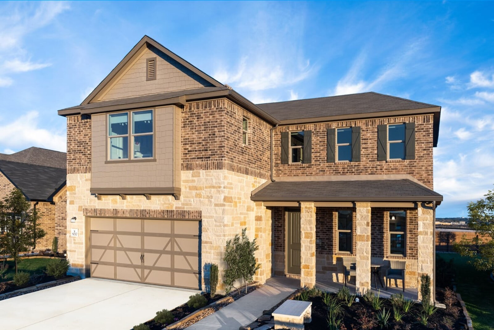 New construction home in San Antonio Texas with modern exterior and landscaping